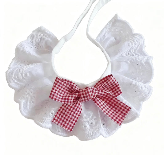 AB:Cotton lace bow bib for cats